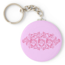 Flowery Pink Number 666 Key Chains