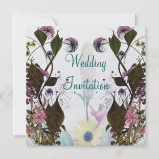 Flowery Wedding Bouquet Invitation Card