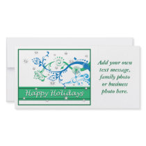 Flowing Blue Xmas Pine Photo Greeting Card
