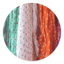 Flowing Ladies Scarves Hanging Round Stickers