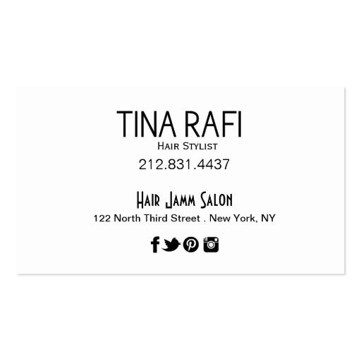 Flowing Tresses Hair Stylist pink hair | black Business Card (back side)
