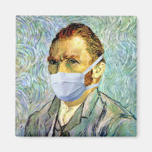 Flu Season Van Gogh With Mask Refrigerator Magnets