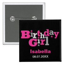 Fluctuating Type Birthday Girl Button buttons