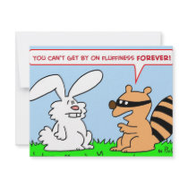 fluffiness forever rabbit raccoon personalized invitations