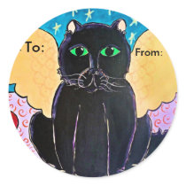 Fluffy Angel Cat Gift Tag stickers