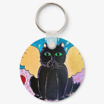 Fluffy Angel Cat keychains