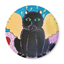 Fluffy Angel Cat magnets