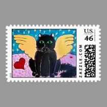 Fluffy Angel Cat stamps