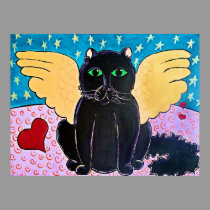 Fluffy Angel Cat posters