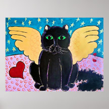 Fluffy Angel Cat Poster