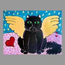 Fluffy Angel Cat posters