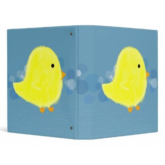 Fluffy Baby Chick With Blue Binder - 1 inch binder
