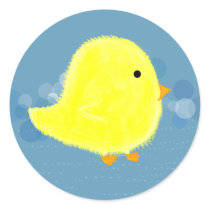 Fluffy Baby Chick With Blue Stickers by Heard_ Fluffy Baby Chick With Blue Stickers