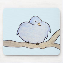 Fluffy Bird on a branch mousepads