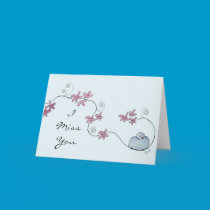 Fluffy Blue Bird Miss You Card cards