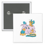 fluffy dog and friends cartoon art pin
