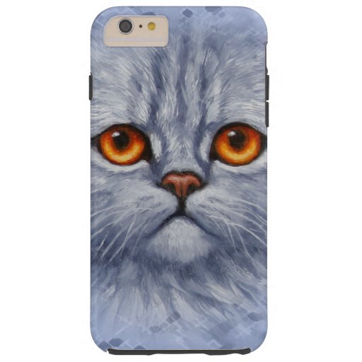 Fluffy Gray Tabby Cat Kitten Face Tough iPhone 6 Plus Case ...