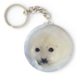 Fluffy Harp Seal Pup Key Chain