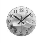 Fluffy Peony Round Wall Clocks