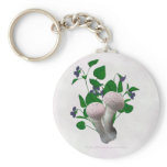 Fluffy Pink Mushrooms Violets Keychain