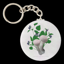 Fluffy Pink Mushrooms Violets Keychain