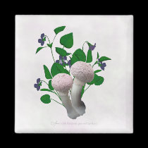 Fluffy Pink Mushrooms Violets Magnet
