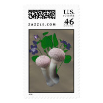 Fluffy Pink Mushrooms Violets Stamps