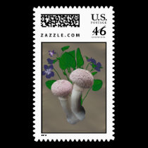 Fluffy Pink Mushrooms Violets Stamps