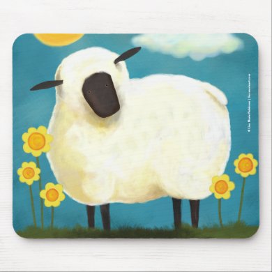 Fluffy Sheep & Yellow Flowers Mousepad