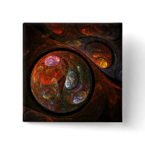Fluid Connection Abstract Art Button (square)