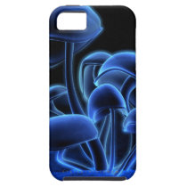 mushrooms, blue, glowing, fluorescence, [[missing key: type_casemate_cas]] with custom graphic design