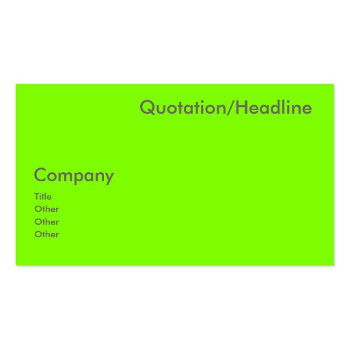 fluorescent green business card (back side)