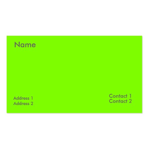 fluorescent green business card (front side)