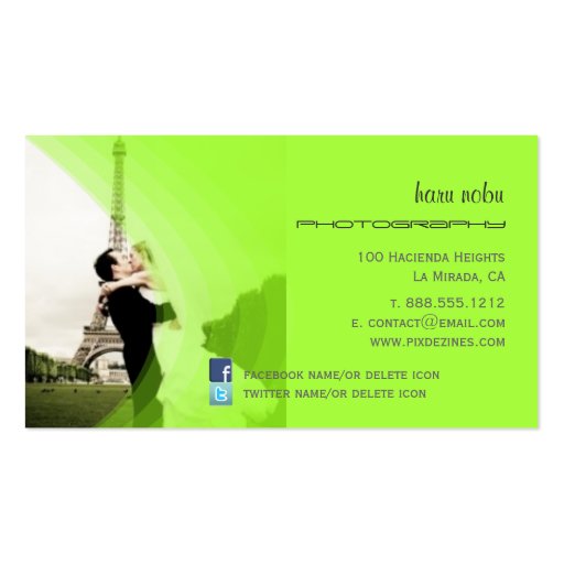 Fluorescent green Photo template, add your own Business Card (back side)