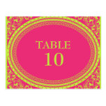Fluorescent Neon Pink Green Table Number Postcards