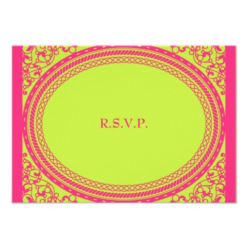 Fluorescent / Neon Wedding Reception RSVP Personalized Invitation