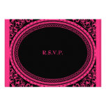Fluorescent Pink Flourish Wedding Reception RSVP Announcement