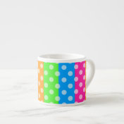Fluorescent Rainbow with Polka Dots Espresso Cup