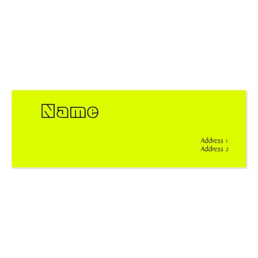 fluorescent yellow business card template (front side)
