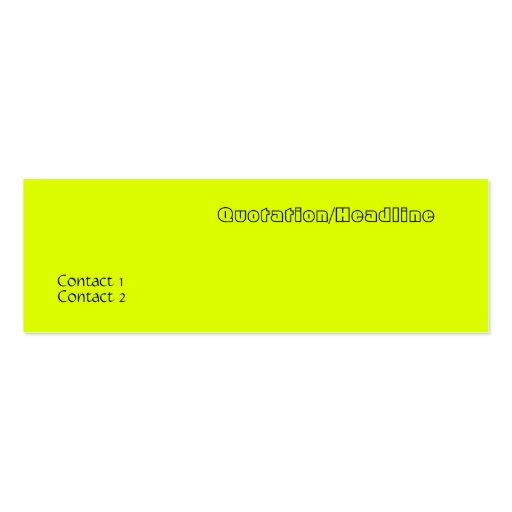 fluorescent yellow business card template (back side)