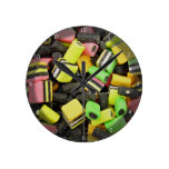 Fluro-coloured liquorice clocks