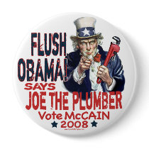 Flush Obama Joe the Plumber Button by GrandOldPartyGear Flush Obama Joe the Plumber Button