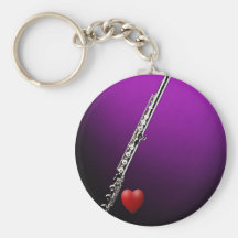 Flute and Heart Keychain