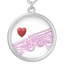 Flute and Heart Necklace