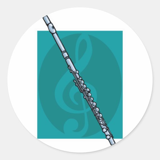 flute classic round sticker Zazzle
