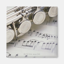 Flute on Sheet Music Magnet