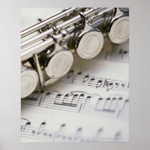 Flute on Sheet Music Posters