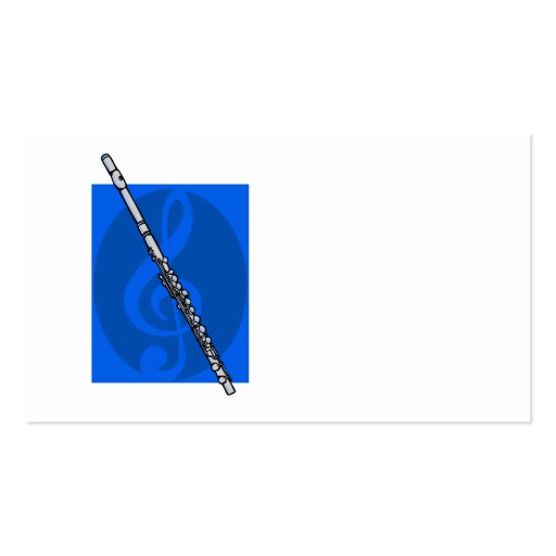 Flute with Blue Treble Clef Background Business Card (back side)