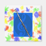 Flute with Blue Treble Clef Background Fridge Magnet