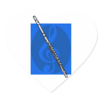 Flute with Blue Treble Clef Background Sticker